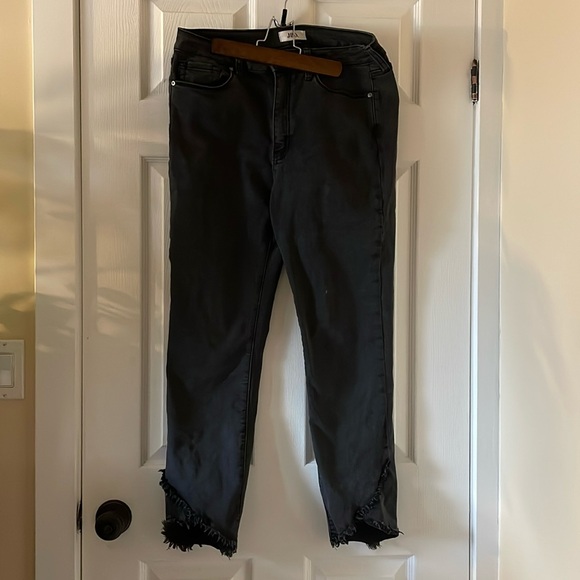 Just Black Denim faded washed black fringe frayed jeans - Picture 1 of 8